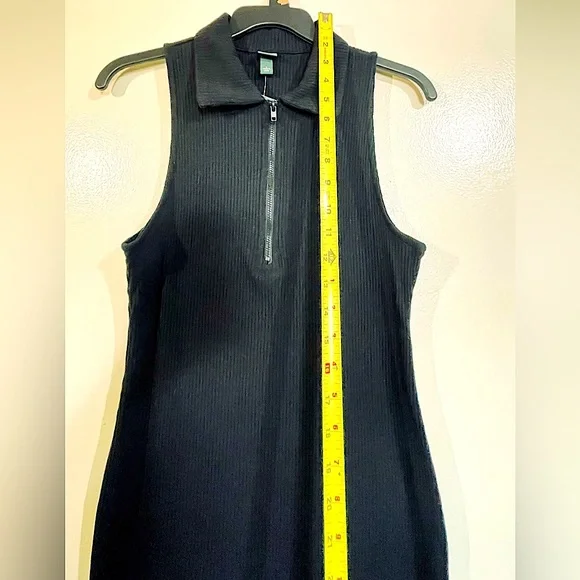 Wild Fable Women's Sleeveless Zip Front Bodycon Polo Dress Black L. - Picture 2 of 7
